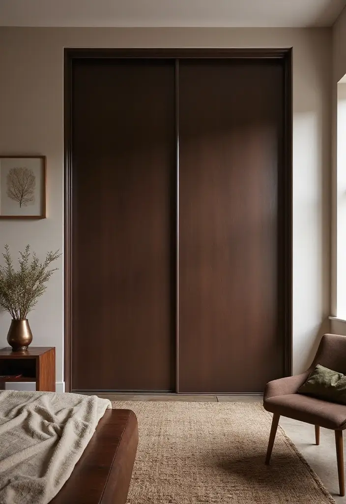 25 Sliding Wardrobe Color Ideas Bedroom That Look Stylish & Modern - 18. Chocolate Brown