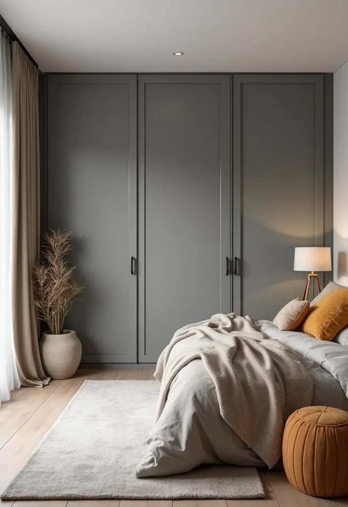25 Sliding Wardrobe Color Ideas Bedroom That Look Stylish & Modern - 23. Ash Gray