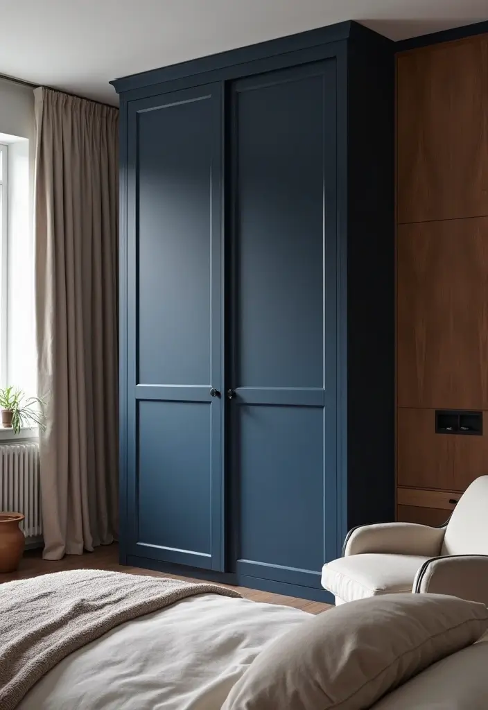 25 Sliding Wardrobe Color Ideas Bedroom That Look Stylish & Modern - 4. Navy Blue