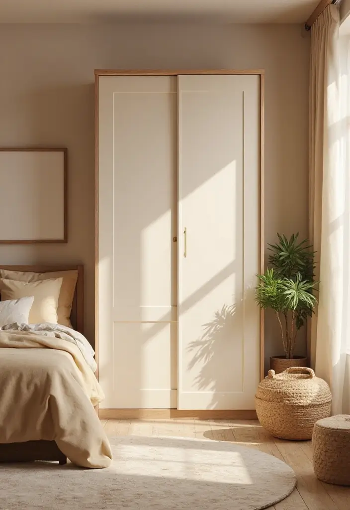 25 Sliding Wardrobe Color Ideas Bedroom That Look Stylish & Modern - 5. Soft Beige