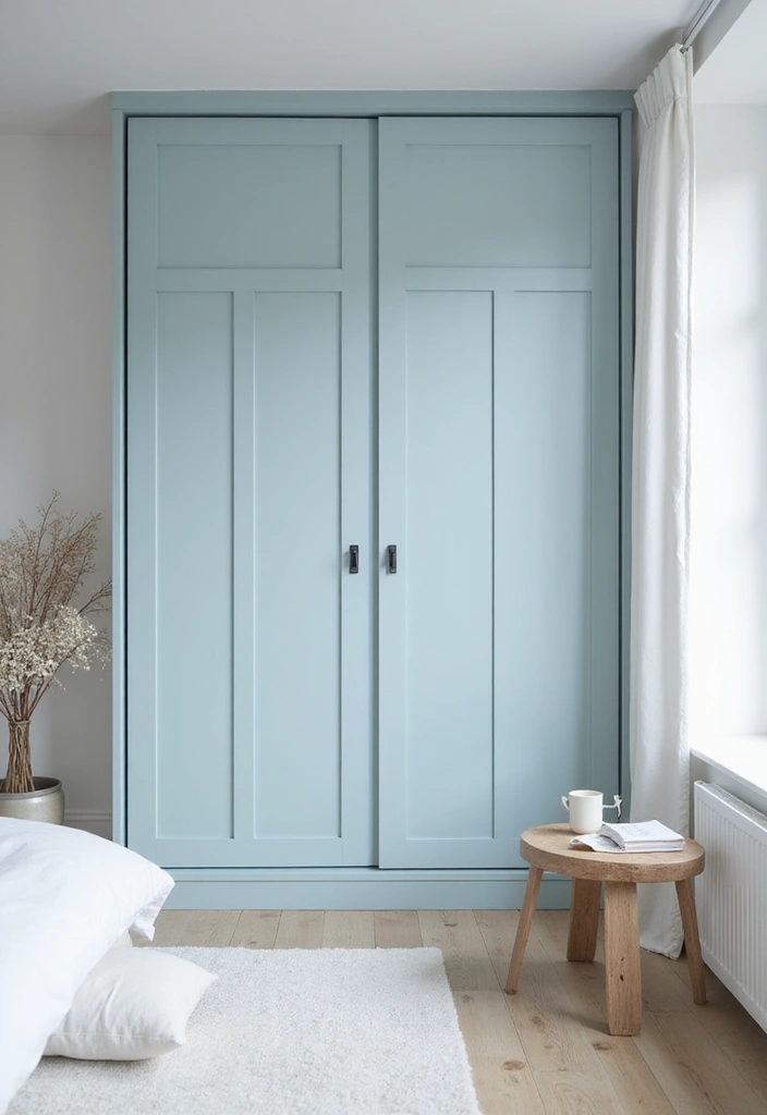 25 Sliding Wardrobe Color Ideas Bedroom That Look Stylish & Modern - 7. Pale Blue