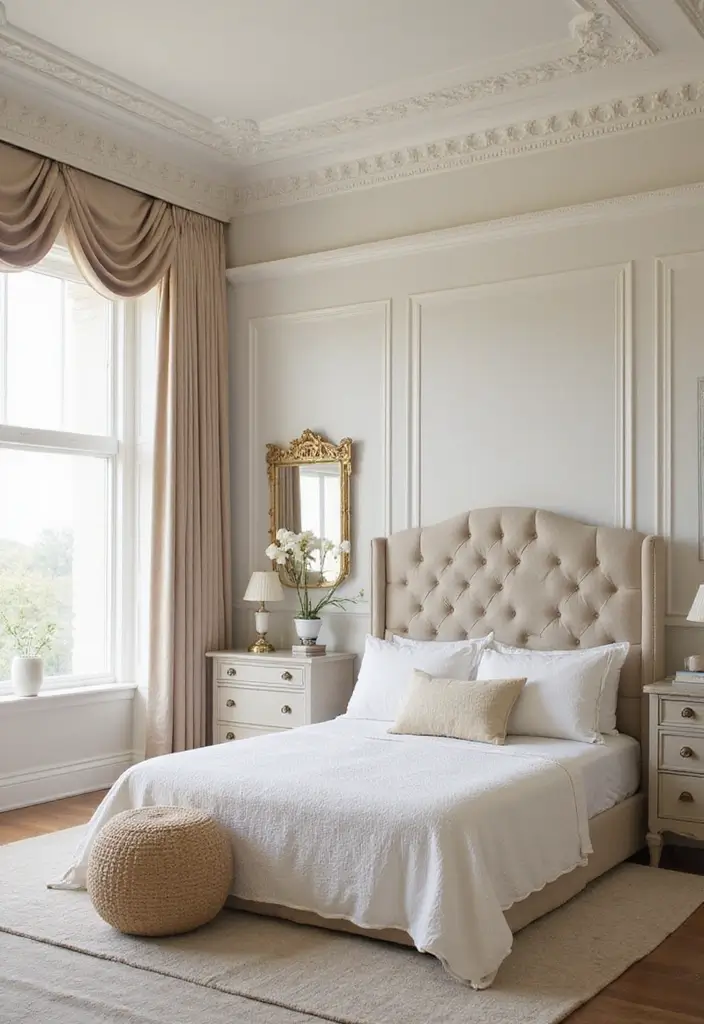 25 Wall Moulding Ideas Bedroom That Add Classic Detail - 1. Elegant Crown Moulding