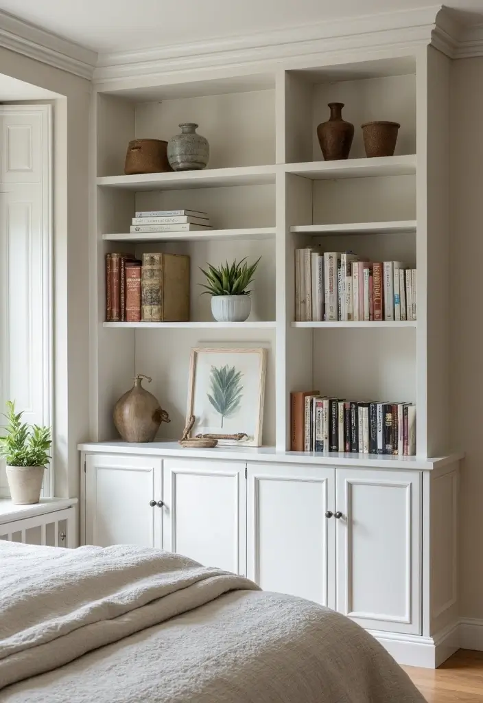 25 Wall Moulding Ideas Bedroom That Add Classic Detail - 11. Built-in Shelves with Moulding