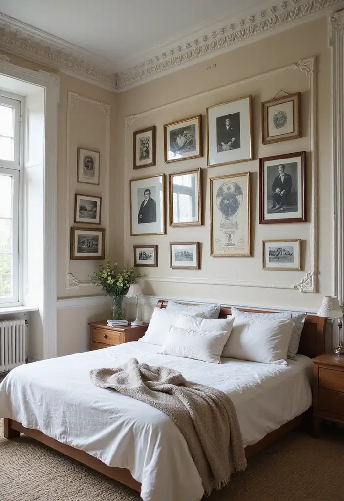 25 Wall Moulding Ideas Bedroom That Add Classic Detail - 12. Vintage Frame Wall