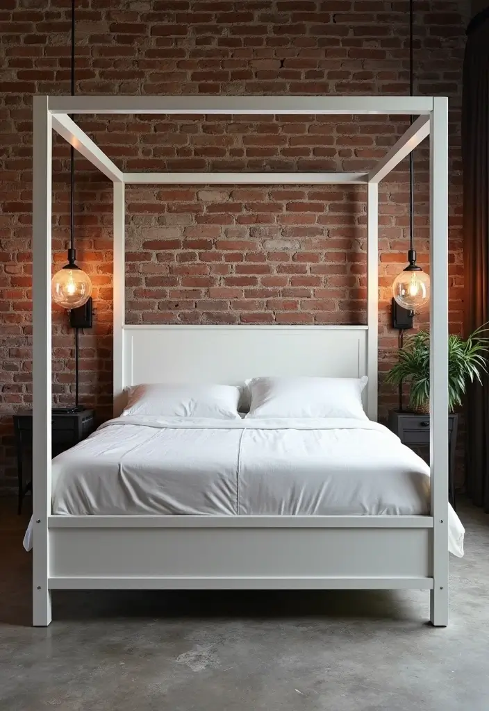 25 White Bed Frame Bedroom Ideas That Feel Clean and Modern - 2. Modern Industrial Flair