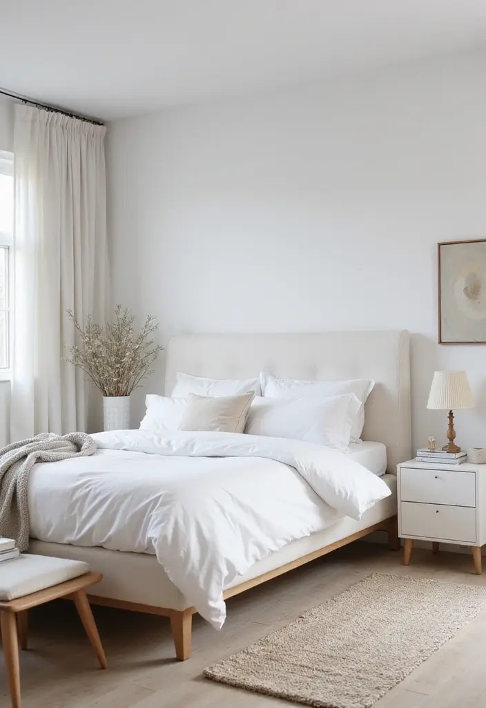 25 White Bed Frame Bedroom Ideas That Feel Clean and Modern - 23. Minimalist Chic