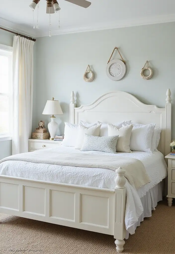 25 White Bed Frame Bedroom Ideas That Feel Clean and Modern - 6. Contemporary Coastal