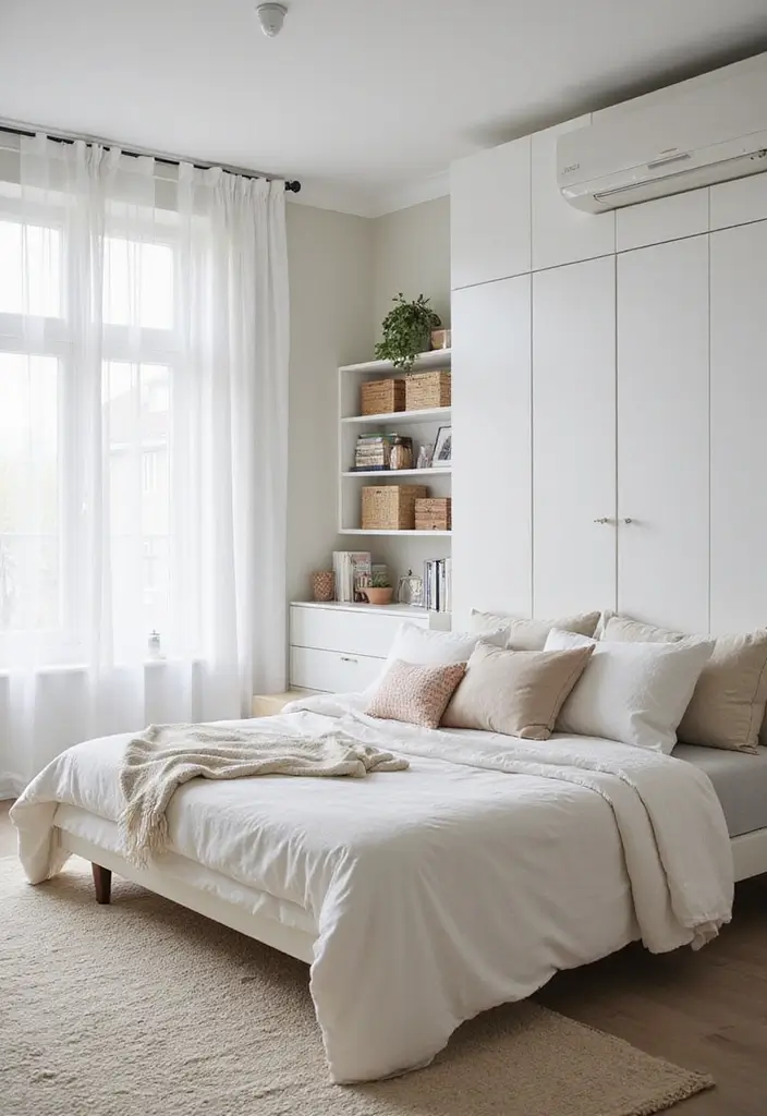 25 White Bed Frame Bedroom Ideas That Feel Clean and Modern - 8. Smart Storage Solutions