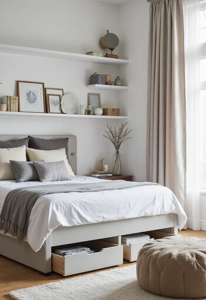 26 Modern Guest Bedroom Ideas That Feel Welcoming & Stylish - 11. Smart Storage Solutions