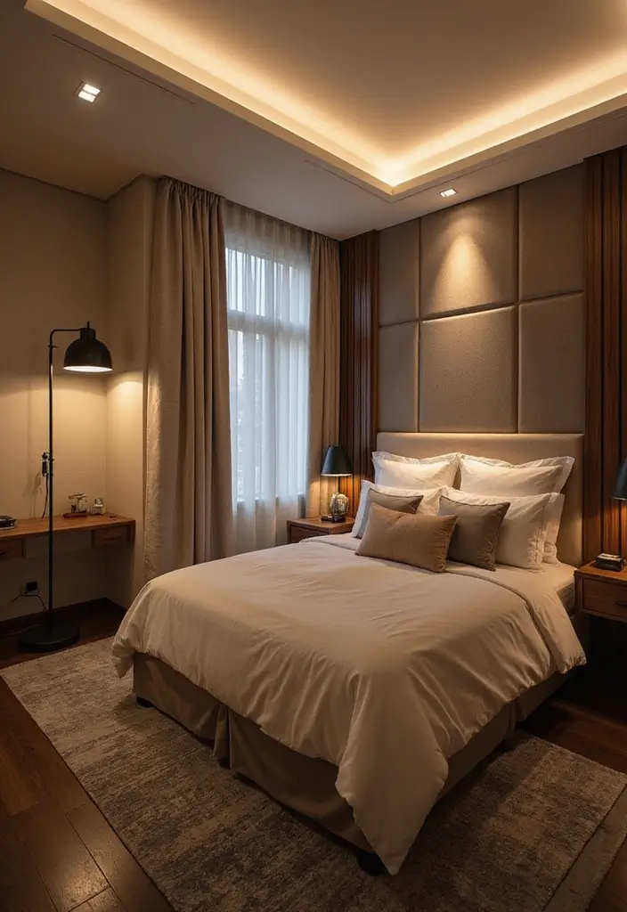 26 Modern Guest Bedroom Ideas That Feel Welcoming & Stylish - 12. Accent Lighting Features