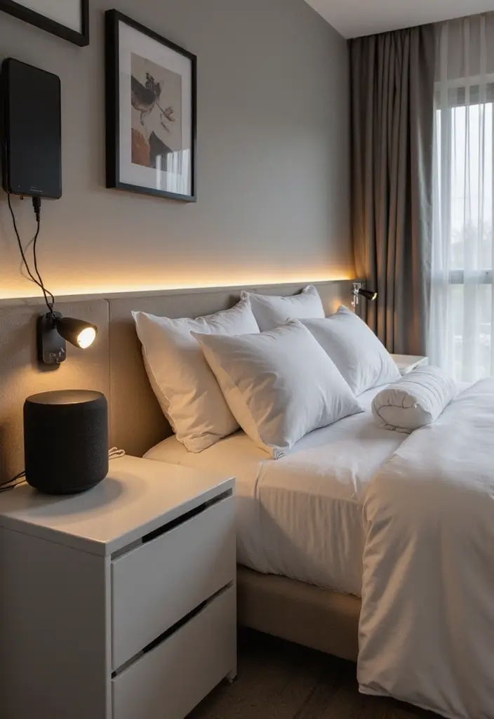 26 Modern Guest Bedroom Ideas That Feel Welcoming & Stylish - 16. Incorporating Technology