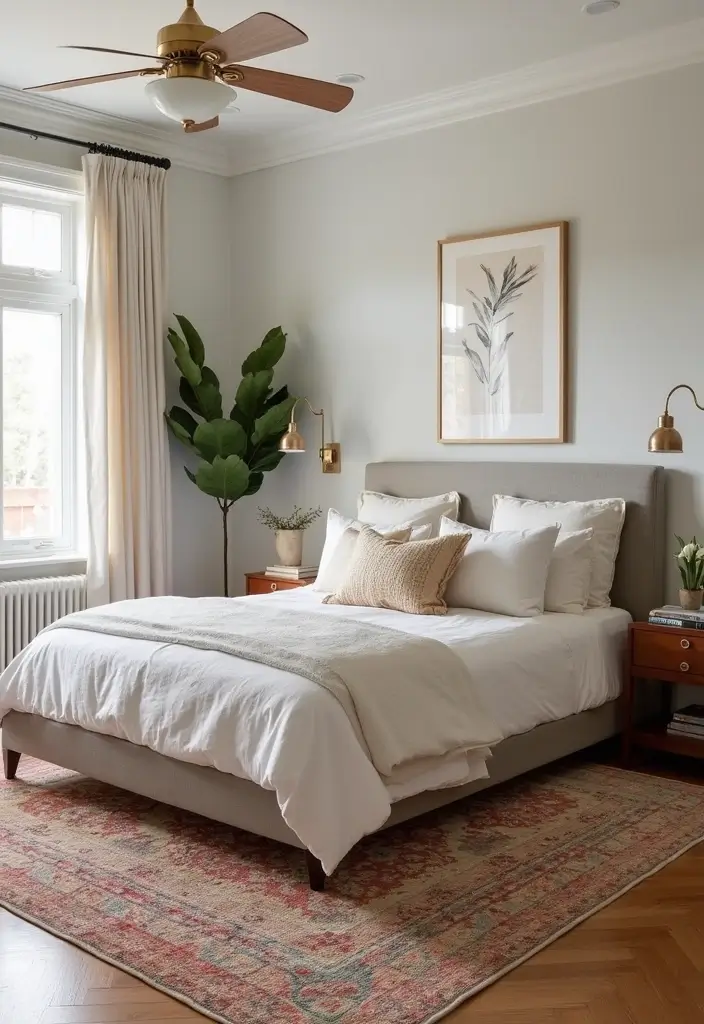 26 Modern Guest Bedroom Ideas That Feel Welcoming & Stylish - 20. Statement Area Rugs