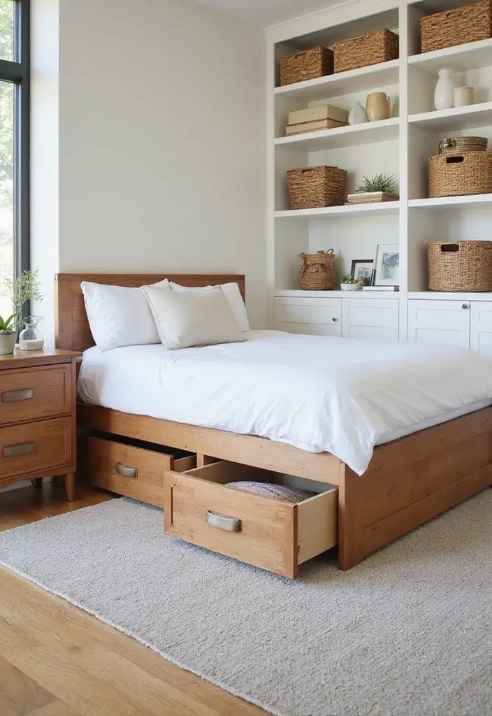 26 Smart 11x11 Bedroom Layout Ideas for Perfect Balance & Flow - 10. Hidden Storage Solutions