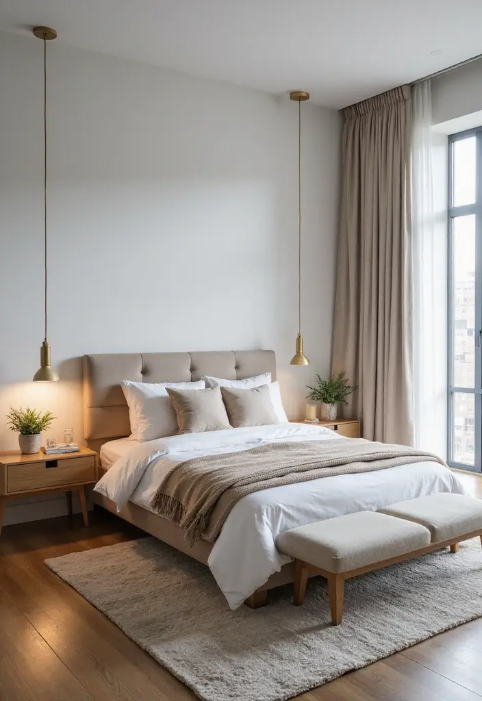 26 Smart 11x11 Bedroom Layout Ideas for Perfect Balance & Flow - 14. Trendy Floating Nightstands