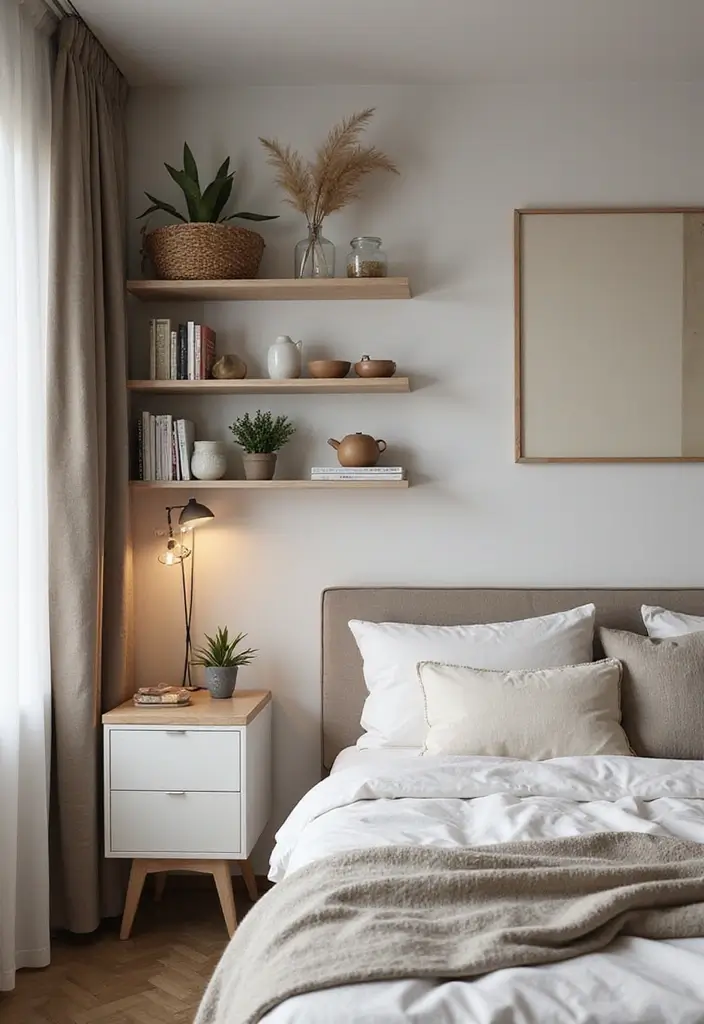 26 Smart 11x11 Bedroom Layout Ideas for Perfect Balance & Flow - 20. Shelf as Room Divider