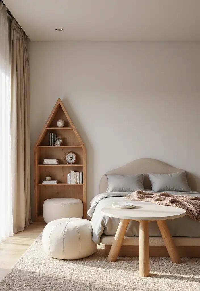 26 Smart 11x11 Bedroom Layout Ideas for Perfect Balance & Flow - 21. Unique Shape Furniture