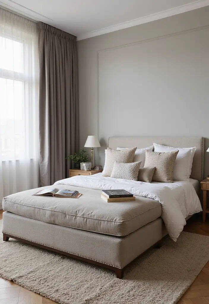 26 Smart 11x11 Bedroom Layout Ideas for Perfect Balance & Flow - 3. Multi-Use Ottoman