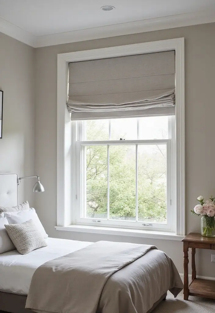 27 Bedroom Curtain Ideas Master Modern That Add Elegance and Privacy - 13. Contemporary Roman Blinds