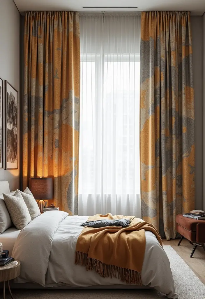 27 Bedroom Curtain Ideas Master Modern That Add Elegance and Privacy - 16. Artistic Print Curtains