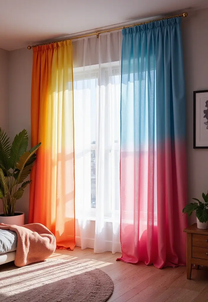 27 Bedroom Curtain Ideas Master Modern That Add Elegance and Privacy - 17. Colorful Ombre Effects