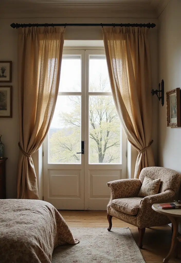 27 Bedroom Curtain Ideas Master Modern That Add Elegance and Privacy - 23. Rustic Farmhouse Style