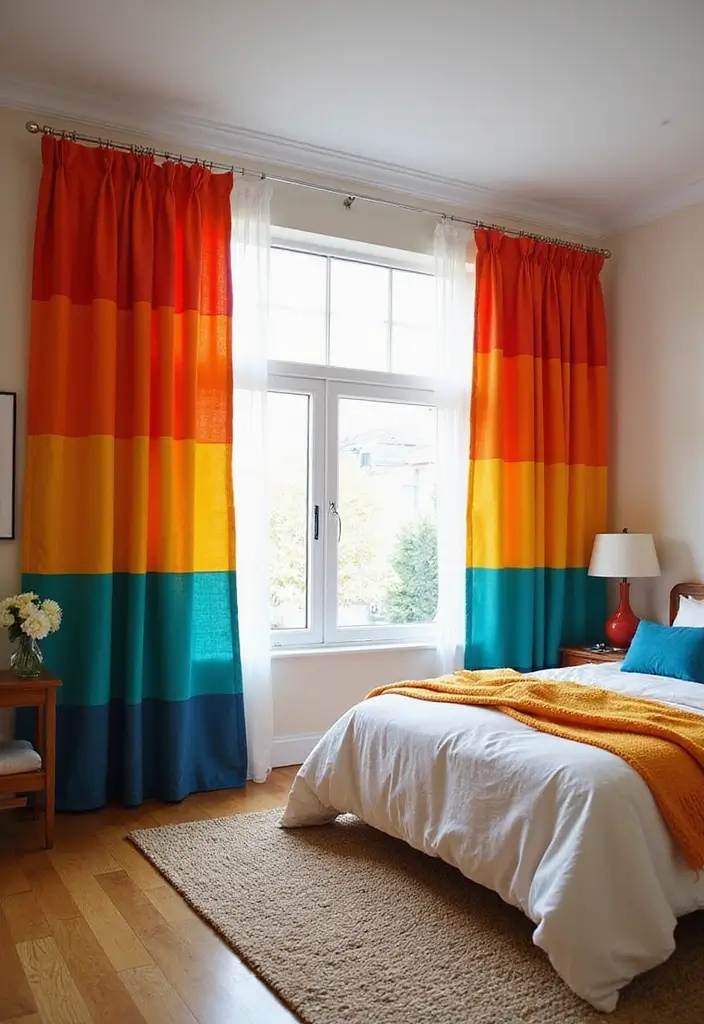 27 Bedroom Curtain Ideas Master Modern That Add Elegance and Privacy - 5. Bold Color Blocks
