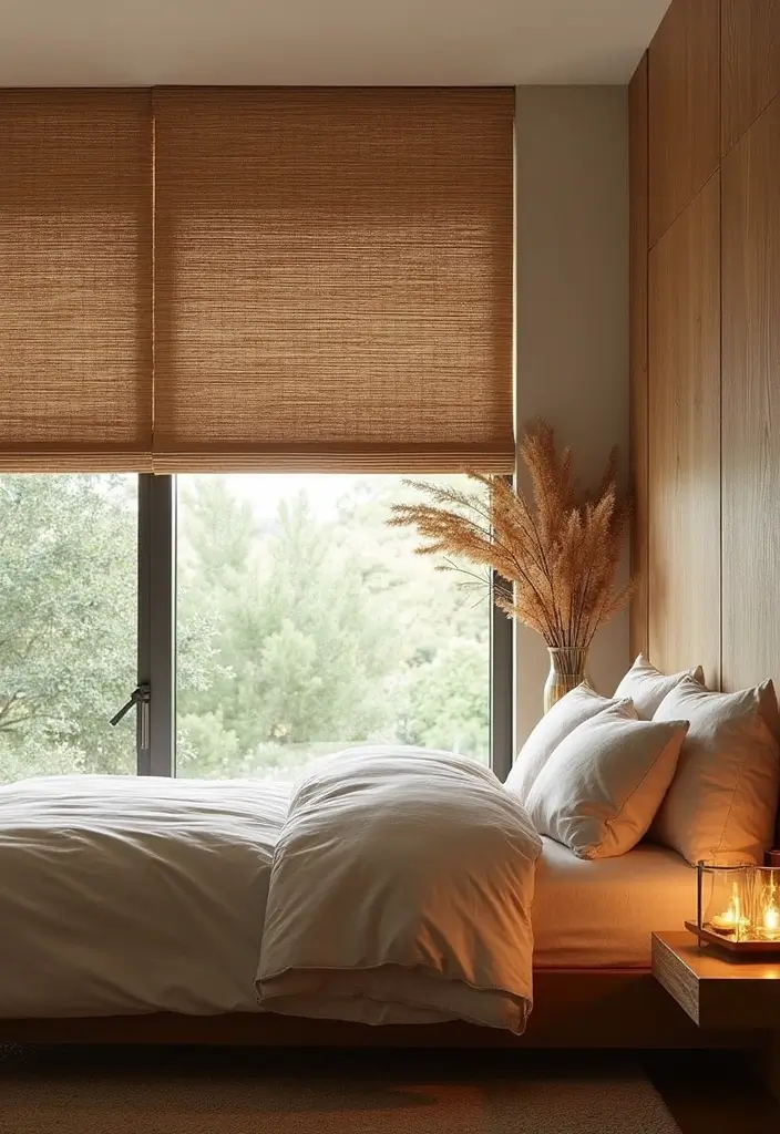 27 Bedroom Curtain Ideas Master Modern That Add Elegance and Privacy - 8. Eco-Friendly Bamboo Shades