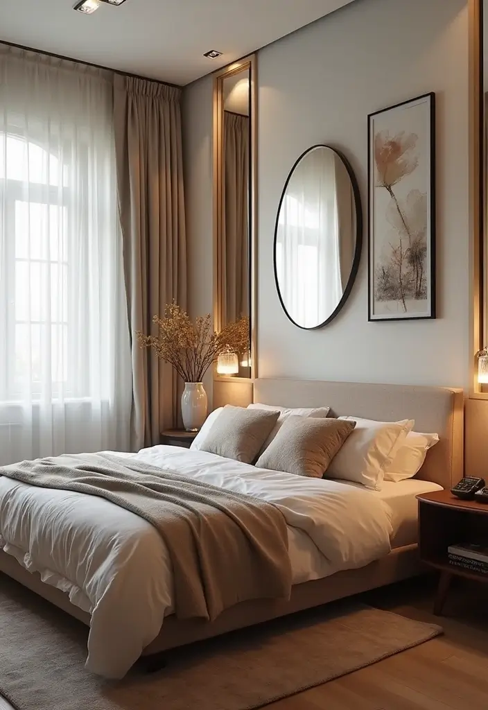 27 Bedroom Ideas for Small Rooms Cozy & Cheap But Aesthetic - 13. Mirrors: Reflect and Expand