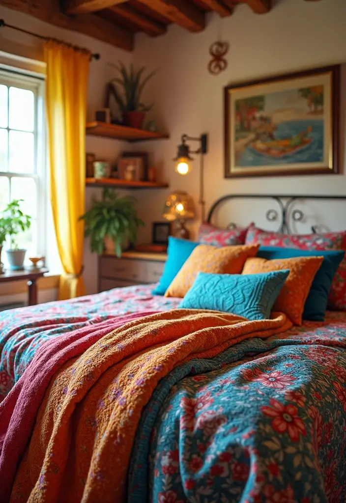 27 Bedroom Ideas for Small Rooms Cozy & Cheap But Aesthetic - 15. Colorful Bedding: Make a Statement