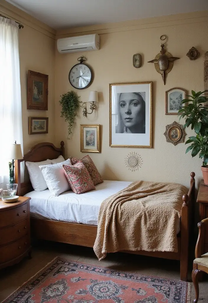 27 Bedroom Ideas for Small Rooms Cozy & Cheap But Aesthetic - 17. Vintage Finds: Charm and Character