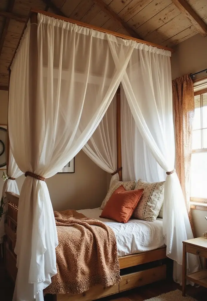 27 Bedroom Ideas for Small Rooms Cozy & Cheap But Aesthetic - 19. Cozy Canopy: Adding Drama