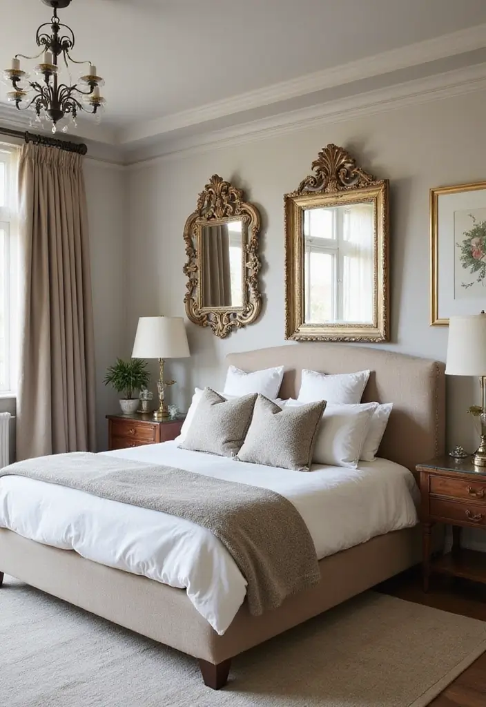 27 Modern Vintage Bedroom Ideas That Feel Retro & Refined - 10. Vintage Mirrors