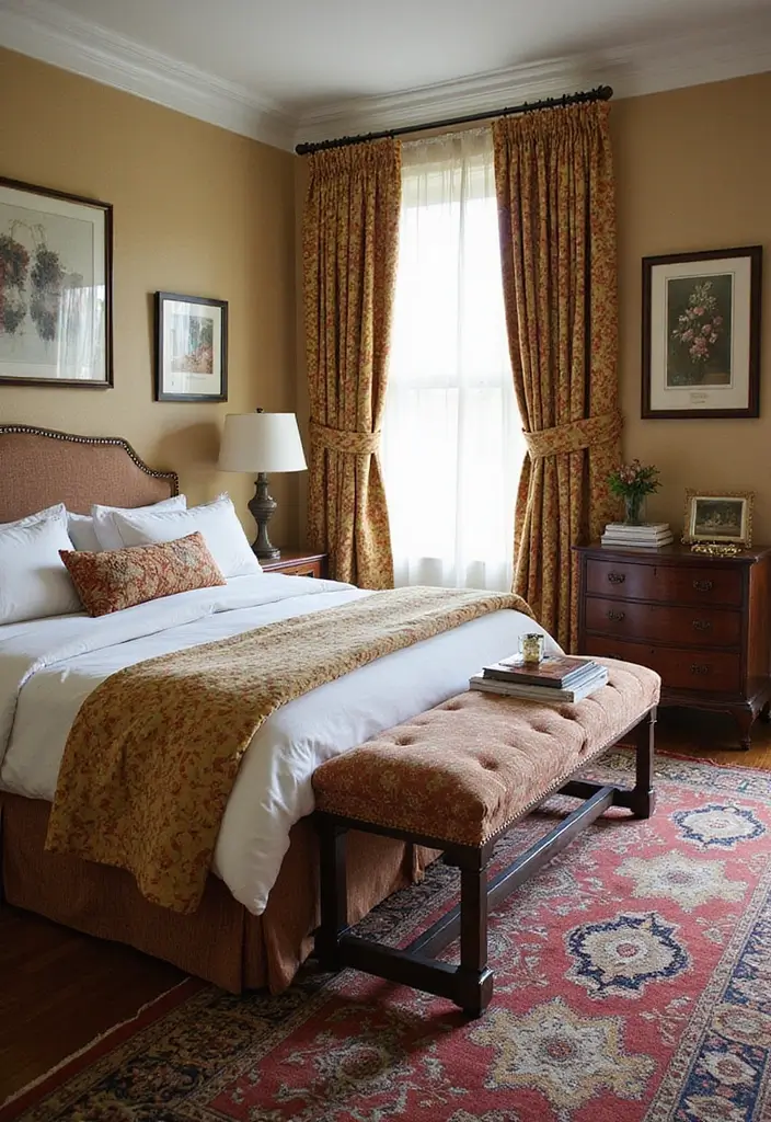 27 Modern Vintage Bedroom Ideas That Feel Retro & Refined - 16. Statement Textiles