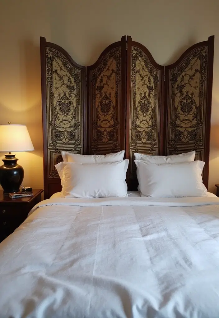 27 Modern Vintage Bedroom Ideas That Feel Retro & Refined - 20. Decorative Folding Screens