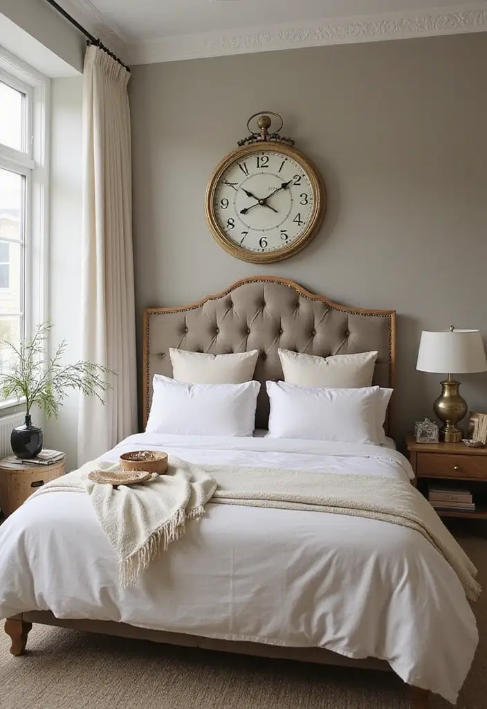 27 Modern Vintage Bedroom Ideas That Feel Retro & Refined - 22. Quirky Vintage Clocks