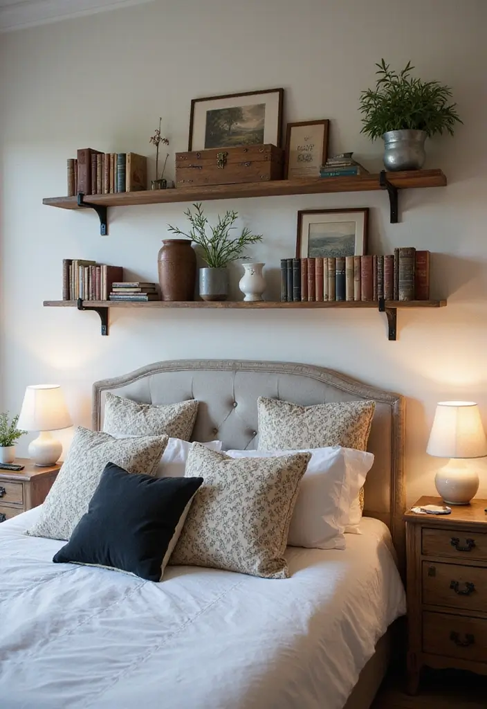 27 Modern Vintage Bedroom Ideas That Feel Retro & Refined - 24. Vintage Shelving Options