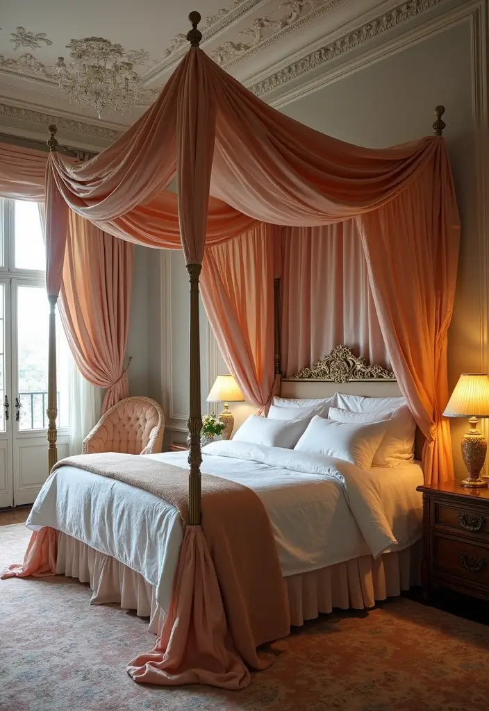 27 Modern Vintage Bedroom Ideas That Feel Retro & Refined - 25. Stylish Canopy Beds