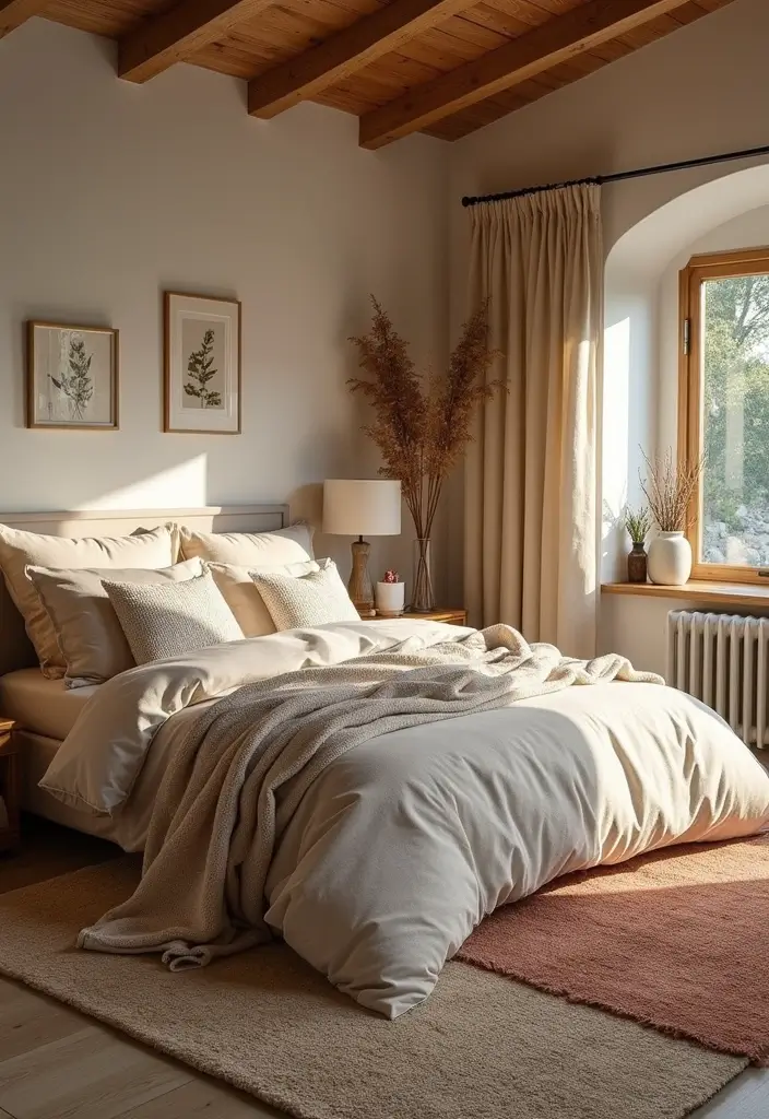 27 Modern Vintage Bedroom Ideas That Feel Retro & Refined - 3. Layering Textures