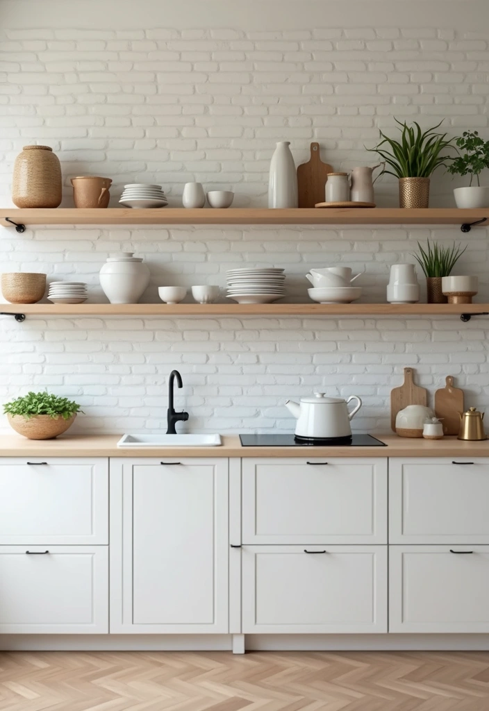 27 One Bedroom Apartment Ideas That Feel Spacious & Modern - 12. Open Shelving in the Kitchen