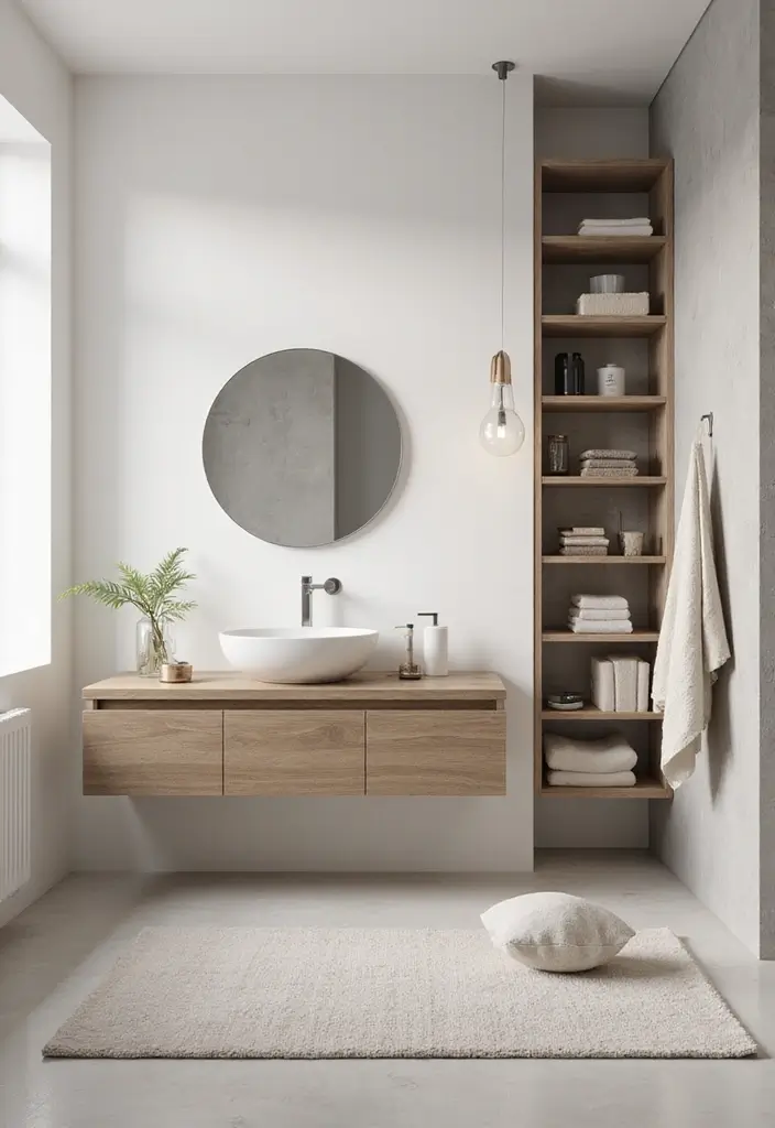 27 One Bedroom Apartment Ideas That Feel Spacious & Modern - 19. Minimalist Bathroom Essentials