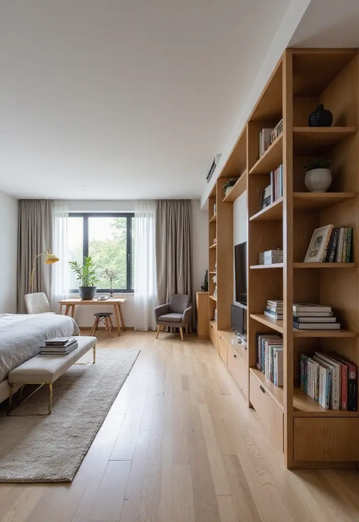 27 One Bedroom Apartment Ideas That Feel Spacious & Modern - 5. Use a Room Divider to Define Spaces