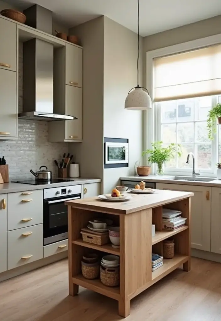 27 One Bedroom Apartment Ideas That Feel Spacious & Modern - 8. Compact Kitchen Islands