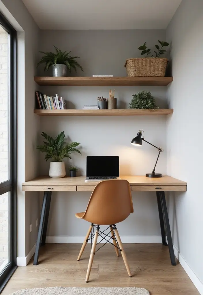 27 One Bedroom Apartment Ideas That Feel Spacious & Modern - 9. Wall-Mounted Desks for Home Offices