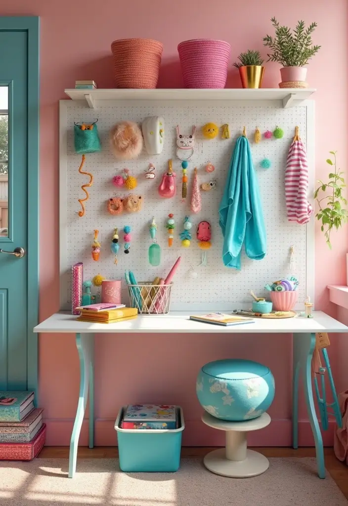 28 Bedroom Ideas for Small Rooms for Teens That Feel Trendy & Fun - 22. Fun and Functional Pegboards