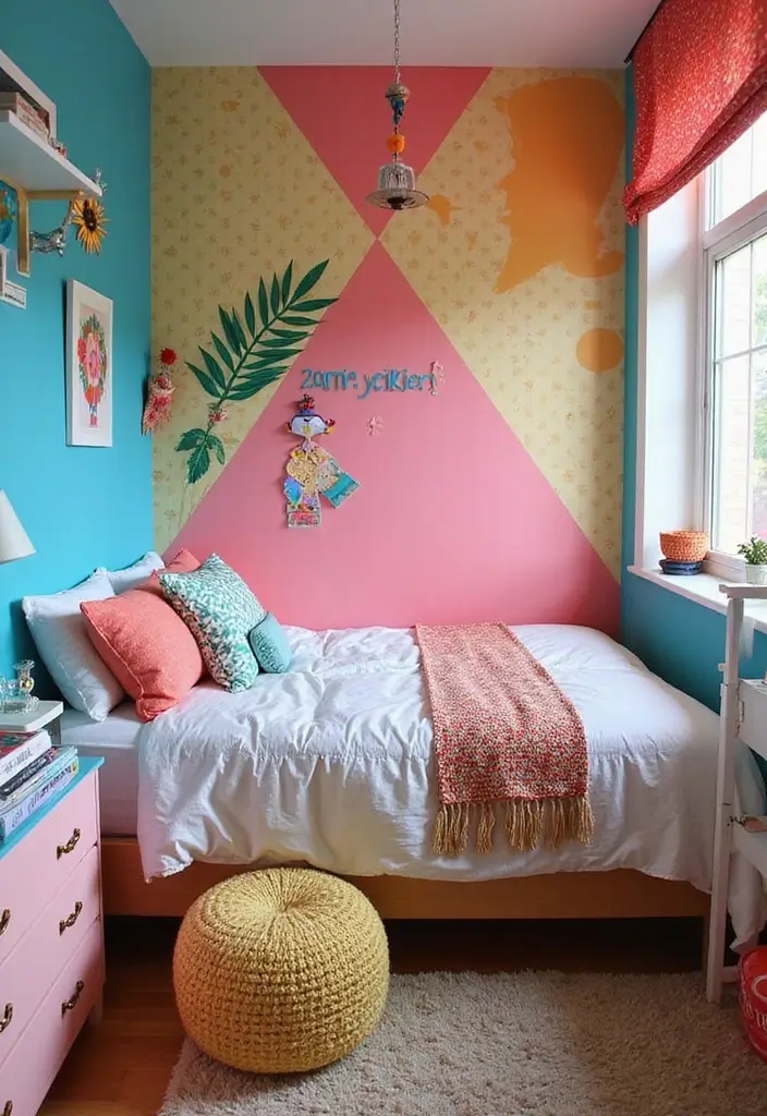 28 Bedroom Ideas for Small Rooms for Teens That Feel Trendy & Fun - 3. Colorful Accent Walls to Add Character