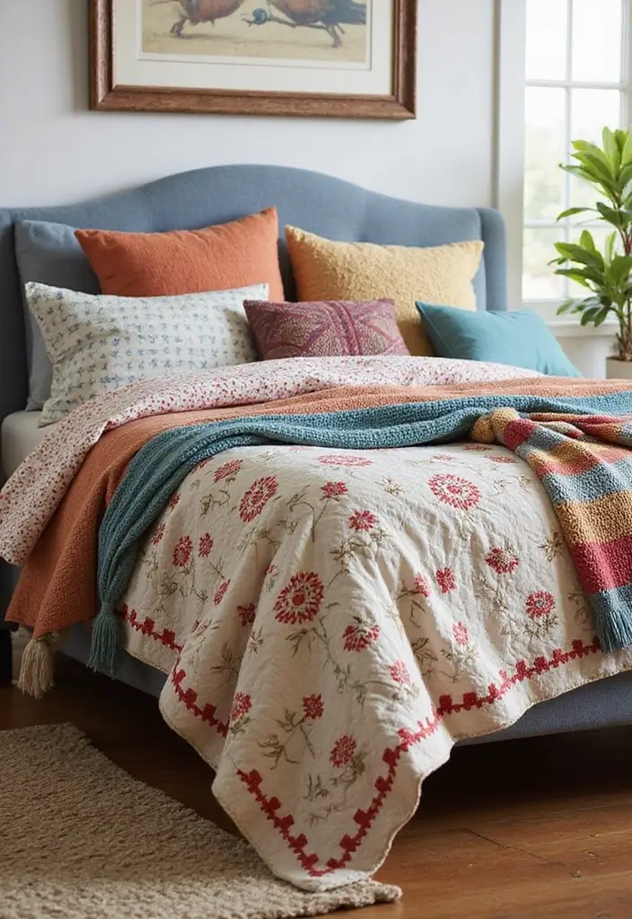 28 Boho Style Bedroom Ideas That Feel Effortless and Free-Spirited - 1. Layered Textiles