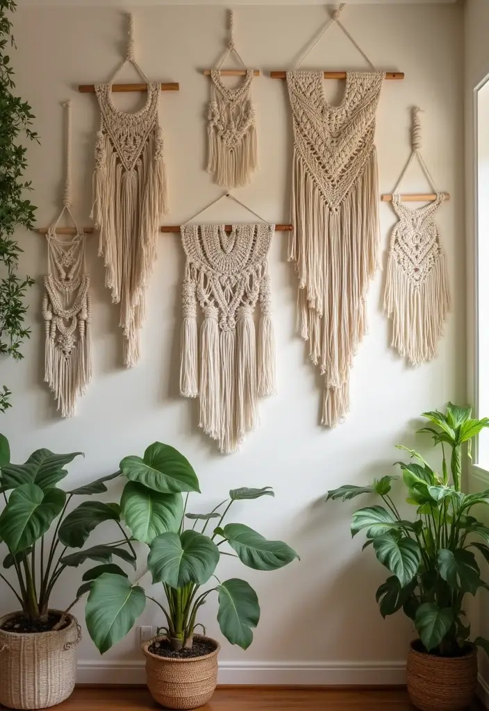 28 Boho Style Bedroom Ideas That Feel Effortless and Free-Spirited - 2. Macramé Wall Hangings