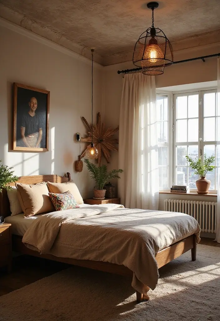 28 Boho Style Bedroom Ideas That Feel Effortless and Free-Spirited - 23. Unique Light Fixtures