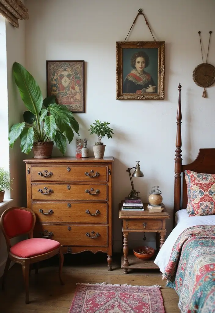 28 Boho Style Bedroom Ideas That Feel Effortless and Free-Spirited - 4. Vintage Furniture