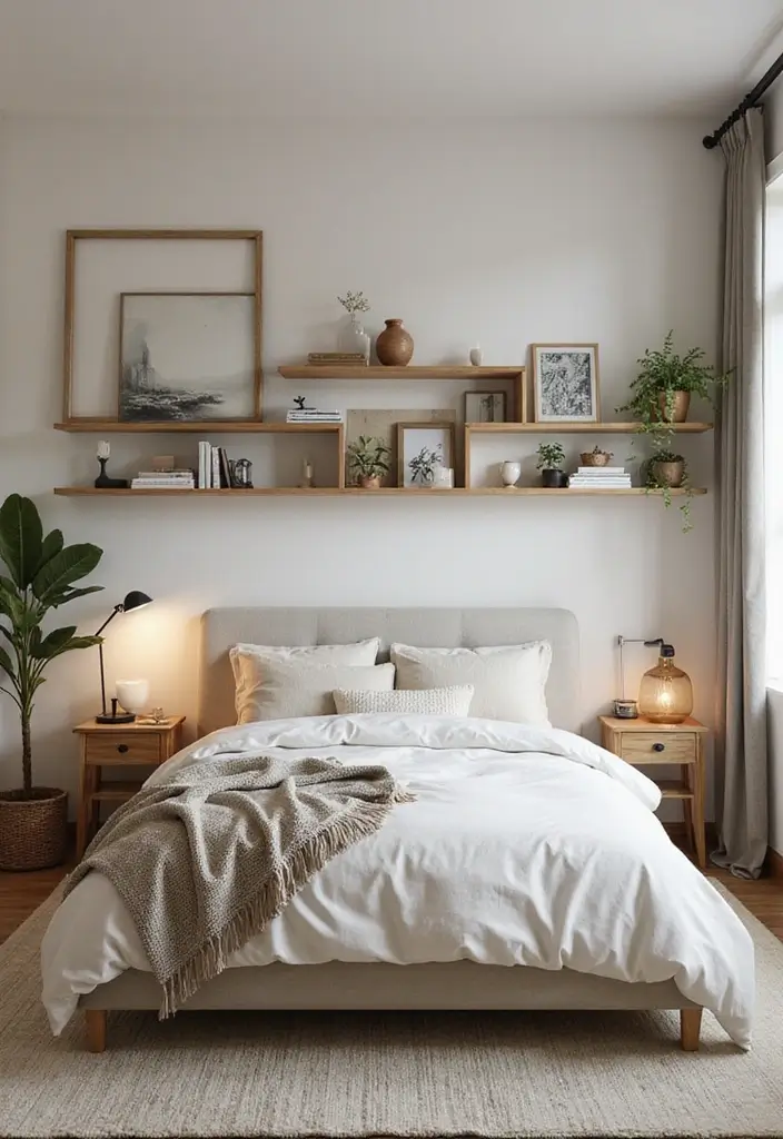 28 Clever 10 x 11 Bedroom Layout Ideas That Maximize Every Inch - 17. Creative Use of Space Over the Bed